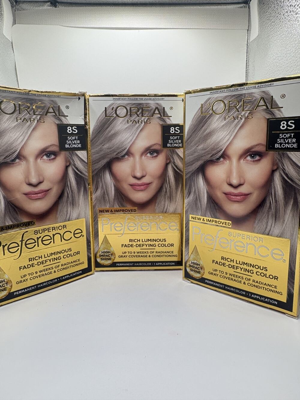 3X L'Oréal Paris Superior Preference 8S Soft Silver Blonde Permanent Hair Color